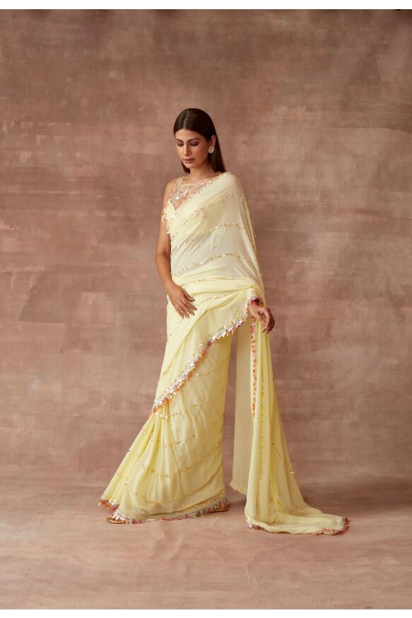 Iridessa - Mehr Saree Set- Yellow Mellow