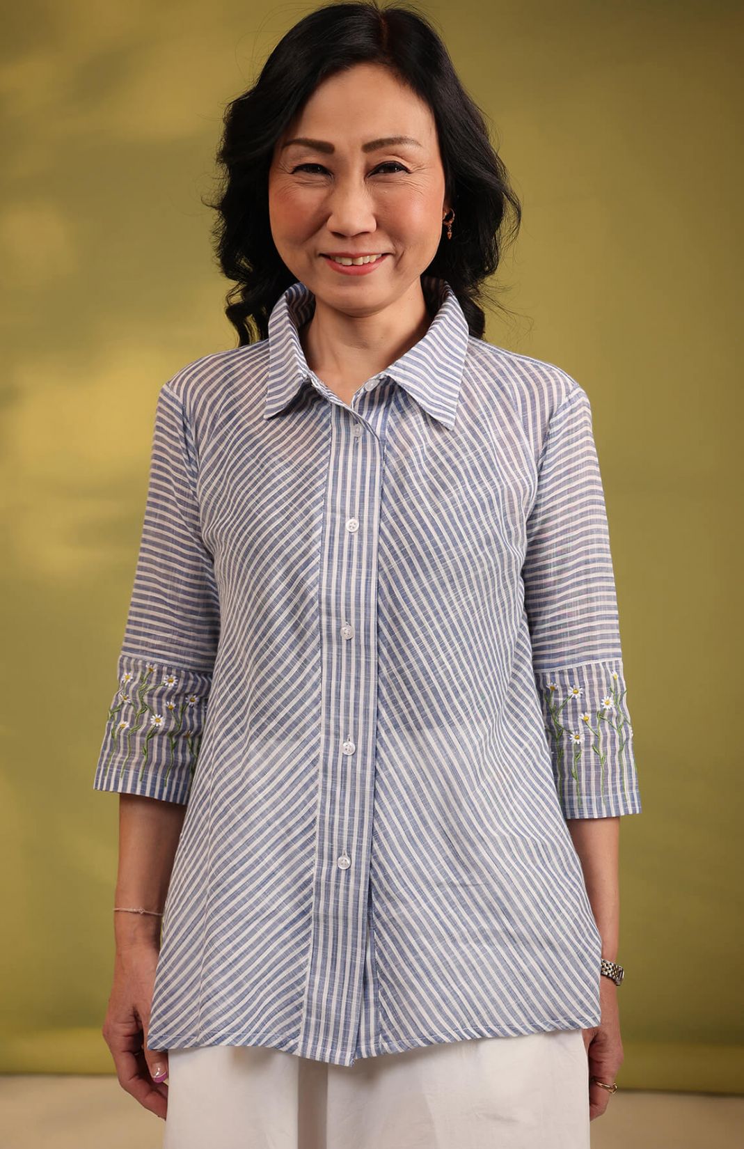 Daisy Blue Embroidered Shirt
