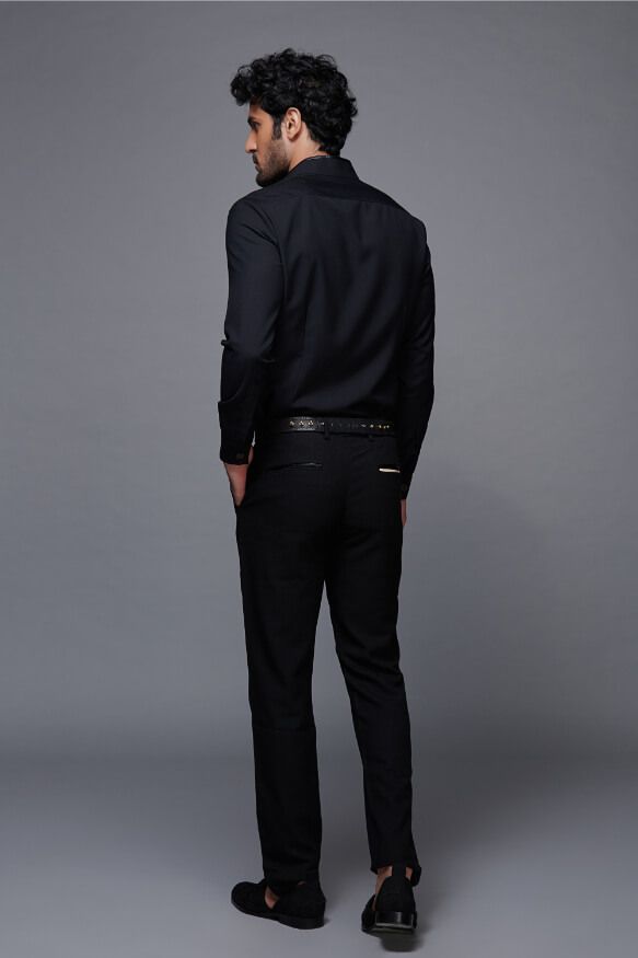 Black Shirt With Minimalistic Embellishments