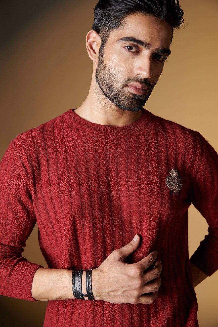 SNCC Cherry Cable Knit Sweater